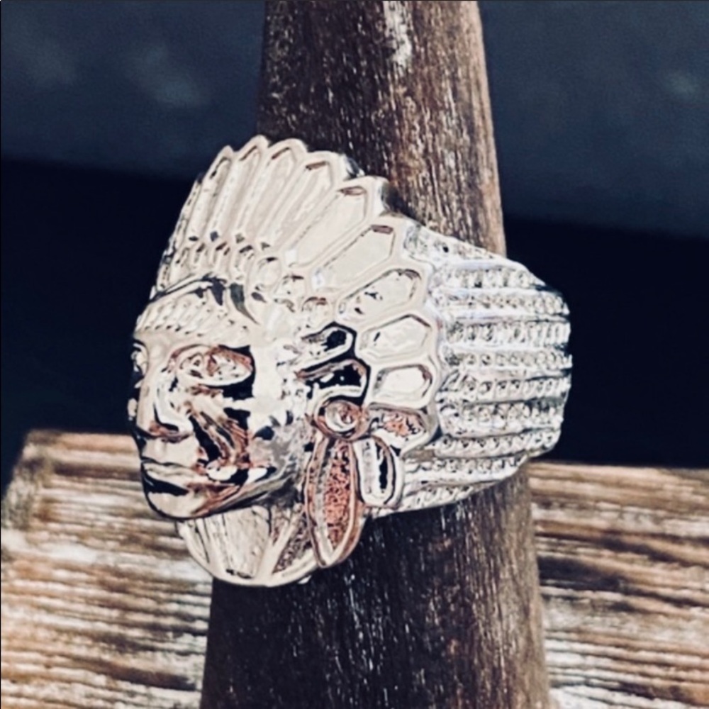 Size 7 1/2 Native American Silver Ring NEW - Picture 2 of 3